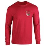 Pop Threads Hungary Soccer Retro National Team Hungarian Long Sleeve Tee T-Shirt, Long Sleeve Tee | Red, Medium