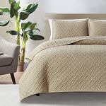 KASYLAN Quilt Set 3 Pieces - Ultra Soft Quilted Coverlet Bedspread - Lightweight Microfiber Classic Weave Stitch Bedspreads for All Season - Taupe Bedspreads Queen Size