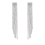 WKRTDY Silver Rhinestone Tassel Earrings - Shiny Chandelier & Linear Drops - Crystal Jewellery for Women and Girls Ideal for Special Occasions, Silver material