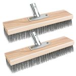 Akamino 2 Pack 12'' Wire Broom Head, Yard Sweeping Brush Stiff Steel Bristles Heavy Duty Outdoor Removal of Hard Sweeping & Deck Scrub for Garden Decking Paving Patio Paths Drives