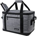 Hap Tim Soft Cooler Bag 40-Can Large Reusable Grocery Bags Soft Sided Collapsible Travel Cooler for Outdoor Travel Hiking Beach Picnic BBQ Party(AU13634-Grey)