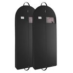 Bags for Less Suit and Dress Cover Garment Bag for Travel Carry On and Clothing Storage Closet Hanging Carrier 26 inch x 60 inch with 5 inch Gusset Folding with Carry Handles(2 Pack)