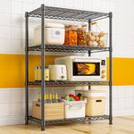 REIBII Metal Shelving Unit Shelving Units for Storage Wire Shelving Unit Loads 300KG 4-Tier Storage Shelves Metal Shelf Unit Free Standing Pantry Shelves, 75 x 35 x120CM, Black…