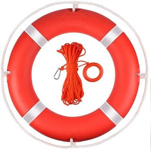 Life Ring, 23" Boat Safety Throw Rings, Life Preserver Ring with 98.5 FT Floating Rescue Rope