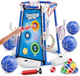 Pool Basketball Hoop for Kids Ages 4-8 & 8-12 - Floating Game Set with Water-Fillable Base, Pump, Toss Targets & Sticky Balls, Pool Games Backyard Swimming Pool Toys for Outdoor Summer Family Fun