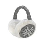 Sudawave Women/Men Foldable Earmuffs Warm Knit Ear Warmers Adjustable Fleece Winter EarMuffs Adjustable (White Grey Snowflake)