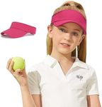 Century Star UPF 50+ Kids Visor Sun Hat Adjustable Girls High Ponytail Tennis Hat Sports Boys Running Golf Visor Cap 1Pc Rose 8-14T