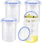 Eerrhhaq 4 Pcs Pickle Container with Strainer,24 oz Pickle Jar with Leak Proof and Lock It Lid,Pickle Holder Keeper Lifter for Olive Jalapeno Juice Food Storage