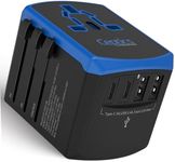 Ceptics Universal Travel Adapter, 5 in 1 Universal Laptop Charger with 2X USB-A & USB-C 3.5A for Mobiles, Laptops, Cameras US, UK, EU, AU, All in 1 Type A, C, G, I Output,