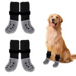 Gjinxi 2Pairs Non-Slip Dog Socks for Hardwood Floors, Strong Toe Grip Dog Booties and Paw Protectors for Hot Pavement and Prevent Licking Claw, Dog Shoes Dog Booties for Small Medium Large Senior Dogs