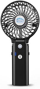 HandFan 10400mAh Handheld Fan With Double Portable Charger, Rechargeable Personal Hand Fan, Foldable Mini Electric Fan, Battery Operated Cooling Fan for Travel Beach Outdoors Indoors(Clear Blade)