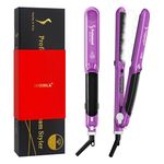 DORISILK 2.0 Upgraded Steam Straightener for Hair, Vapor Steam Flat Iron Hair Straightener Iron and Curler 2 in 1, Smooth Ceramic 450℉ Plancha 1 Inch Professional Salon Shine, Dual Voltage, Purple