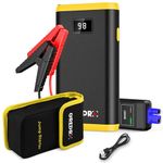 GREPRO Jump Starter Power Pack (up to 6.5L Gas, 4.0L Diesel), 2000A Car Battery Booster Jump Starter and Jump Pack for 12V Vehicles, Motorcycle, Jump Starter with LCD Screen and LED Flashlight Yellow