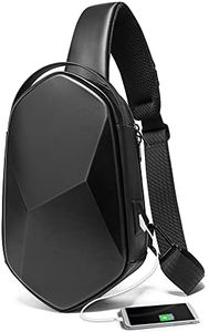BANGE Sling Bag for Men,Waterproof Safe Protect Shell Crossbody Bag Backpack, Biking Hiking Travel Shoulder Bag, Black