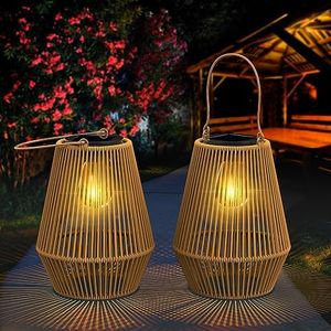 Solar Lanterns Outdoor, KagoLing Solar Lights for Outside Hanging Solar LED Lanterns Waterproof Decorative Table Lamp for Garden Patio Yard -2 Pack