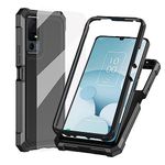 Ailiber for TCL 505 T509A Case,Jitterbug Smart 4/TCL 40XL/TCL 40T Case with Screen Protector, Dual Layer Protection, Shock-Absorbing Corner TPU Bumper, Slim Silicone Phone Cover for Jitterbug 4-Black