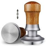 ceelatti 54mm Tamper, Spring Loaded Coffee Tamper 54mm, 30lbs Constant Pressure Calibrated Espresso Tamper for Breville Sage Barista Express Pro, Wood Handle, Stainless Steel Ripple Base, Silver