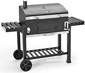 CosmoGrill Outdoor XXL Smoker Barbecue Charcoal Portable BBQ with Lid Cover, Adjustable Grill and Built-in Temperature Gauge, for Home Garden Party Cooking