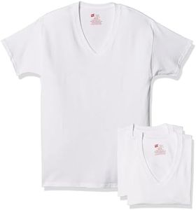 Hanes Men's Tagless Stretch White V-Neck Undershirts, 3 Pack, White, 3X-Large