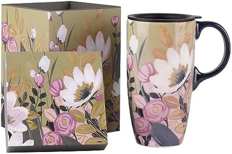 Topadorn Coffee Ceramic Mug Porcelain Latte Tea Cup Mom Mug With Lid in Present Box,17oz