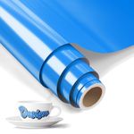 LIKCUT Permanent Vinyl 12" x 6ft, Glossy Blue Adhesive Vinyl Roll for Cricut & Silhouette Cameo Cutting Machine, Ideal for Brithday & Party Home Decor, DIY Mug & Ceramic
