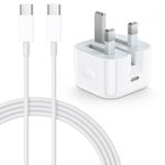 iPad Pro Fast Charger Cable and Plug, 20W iPad Pro Charger with 2M USB C Cable for iPad Pro 13"/12.9" 6th/5th/4th/3rd Gen/11" 4th/3rd/2nd/1st Gen, iPad mini 6/A17 Pro, iPad Air 13"/11"/5/4, iPad 10