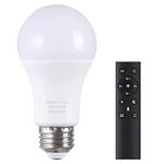 A19 LED Light Bulb with Remote Control, 800LM 9W (60W Equivalent) LED Bulbs,Stepless Dimmable 3000K-6000K,E26 Base,CRI 80+,2.4GHz,25000+ Hours Lifespan,Light Bulb for Home Decor,1Bulb & Remote