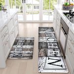 Yugarlibi Kitchen Mats Sets, 2 Piece PVC Memory Foam Kitchen Rugs, Waterproof Non-slip Anti-Fatigue Stain-Resistant Kitchen Runner Washable Standing Mats for Kitchen Floor Home Office 44x75+44x150cm