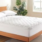 SLEEP ZONE Cooling Mattress Pad King Non Slip, Breathable Bed Cover with Down Alternative Filling, Easy Washable (White, King, 78x80)