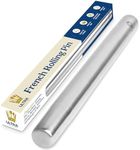 Tapered French Rolling Pin for Baking - 15.75" Smooth Stainless Steel Metal has Tapered Design Best for Fondant, Pie Crust, Cookie, Pastry, Pasta, Pizza Dough