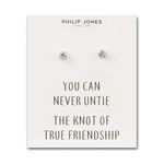 Philip Jones Silver Plated Love Knot Earrings with Quote Card