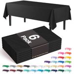 6-Pack Premium Plastic Tablecloth 54in. x 108in. Rectangle Plastic Table Cover - Black - Exquisite