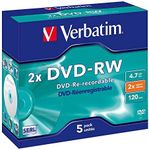 DVD-RW 4.7GB 5Pk Jewel Case 2X