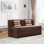 Dr. Smith Folding Sofa Bed for Living Room/Office |4x6 feet, 2 Seater| Sofa Cum Bed with Cushion Jute Fabric - Brown