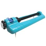 Aqua Joe Oscillating Sprinkler with Metal Ground Spike, Adjustable Spray Position Irrigator for 3700 Sq Ft Coverage Compatible with Garden Hoses