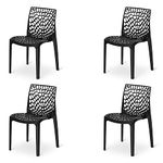 Supreme Web Plastic Chair Set of 4 -Ideal for Home, Living Room, Garden, Cafe, Dining Room, Indoor & Outdoor Use with Weight Bearing Capacity Upto 220kg (Colour: Black)
