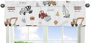 Sweet Jojo Designs Construction Truck Window Treatment Valance - Grey Yellow Orange Red and Blue Transportation