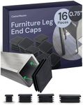 CasterMaster Square Furniture End Leg Caps 2" - 16-Pack, Flexible Plug for Chairs Tables & Outdoor Furniture | Floor Protector for Metal Tubing Prevents Scratches and Damage to Floor, Non-Slip (0.75")