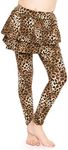 Girl's Skater Skirt with Built in Leggings Brown Cheetah X-Large