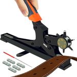 XOOL Revolving Punch Plier Kit, Leather Hole Punch Set for Belts, Watch Bands, Straps, Dog Collars, Saddles, Shoes, Fabric, DIY Home or Craft Projects, Heavy Duty Rotary Puncher, Multi Hole Sizes Make