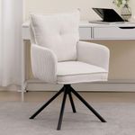 Wahson Home Office Chair Modern Swivel Desk Chair in Fabric, Vanity Chair Task Chair with Metal Legs for Bedroom, White