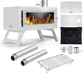 WUDLEP Camping Stove Hot Tent Stove, Lightweight Camping Wood Stoves, Portable Wood Burning Stoves with Chimney, Carry Bag and Ash Grate