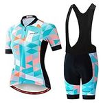 Women's Cycling Jersey Set Bike T-Shirt Reflective+5D Padded Shorts S-3XL, Jp2014-2, Large