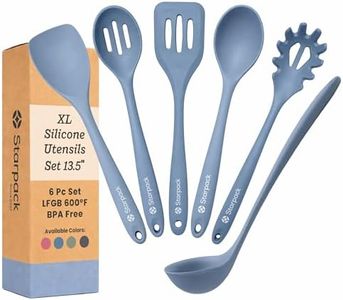 Starpack Like a Boss XL Silicone Cooking Utensils Set (6-Piece, 13.5") - LFGB Certified, 600°F Heat Resistant, BPA-Free - Heavy-Duty Steel Core, Dishwasher Safe - for Nonstick Cookware, Light Blue