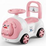 Lifelong Bunny Manual Push Ride-On Toy Car with Back Support for Boys & Girls 1-4 Yrs, Distraction-Free, Non-Musical, Easy Installation, 50kg Capacity, Steering Wheel, Storage (LLCBBR04)