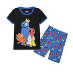 Thombase Kids Boys Girls Eat Sleep Game Controller Summer Short Pyjamas Sleepwear Nighties Pjs Set (150, Rain)