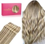 WENNALIFE Sew in Hair Extensions Real Human Hair, 22 Inch 110g Ash Brown Highlighted Golden Blonde Machine Weft Hair Extensions Human Hair Hand Tied Weft Hair Extensions Sew In