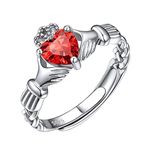 ChicSilver 925 Sterling Silver Irish Claddagh Friendship Ring Simulated Ruby July Birthstone Promise Ring Eternity Wedding Band for Her Women