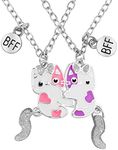 Lusofie 1Pair Bff Necklace for 2 Best Friend Cat Pendant Friendship Necklace Matching Necklaces for Women Birthday Gift(Pink & Purple, 2Pcs)