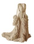 PLUVIOPHILY Maternity Tulle Dress Robe for Photoshoot Baby Shower Photography, Beige, One Size